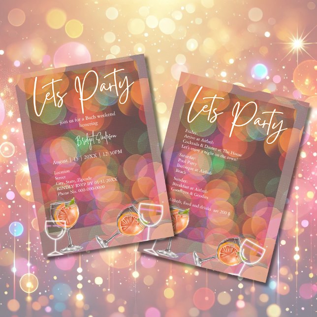 Invitación fin de semana de soltera de fiesta y cóctel (Subido por el creador)