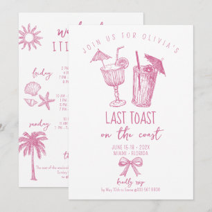 Invitación fin de semana de soltera de playa costera de coque