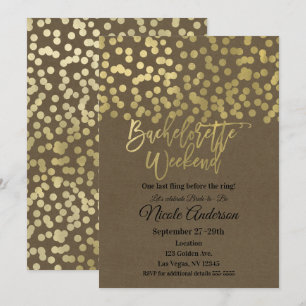 Invitación Fin de semana de soltera dorado moderno chic rústi