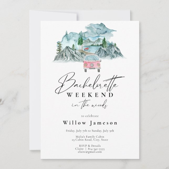 Invitación Fin de semana de soltera en el bosque (Anverso)