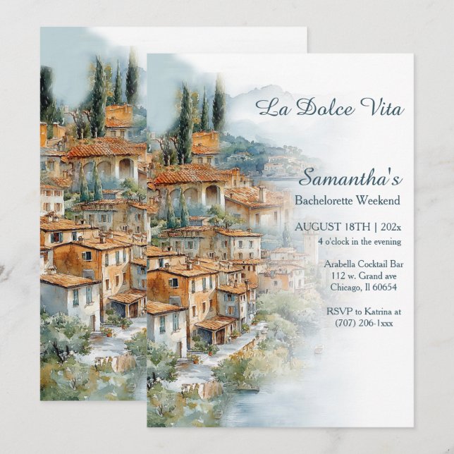 Invitación Fin de semana de soltera en la costa italiana (Anverso / Reverso)
