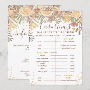 Invitación Fin de semana de soltera en oro floral marrón