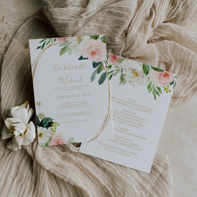 Invitación Fin de semana de soltera geométrica de verde y oro (Subido por el creador)