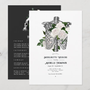 Invitación Fin de semana de soltera gótico floral blanco capr