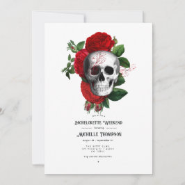 Invitación Fin de semana de soltera gótico floral rojo y negr