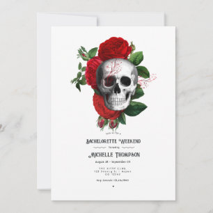Invitación Fin de semana de soltera gótico floral rojo y negr