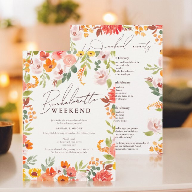 Invitación fin de semana de soltera pintada a mano con pintur (oho fall rustic hand painted bachelorette weekend invitation)