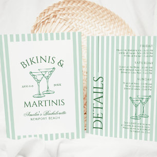 Invitación Fin de semana de soltera verde Bikinis y Martinis