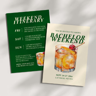 Invitación Fin de semana de soltero con cóctel Old Fashioned
