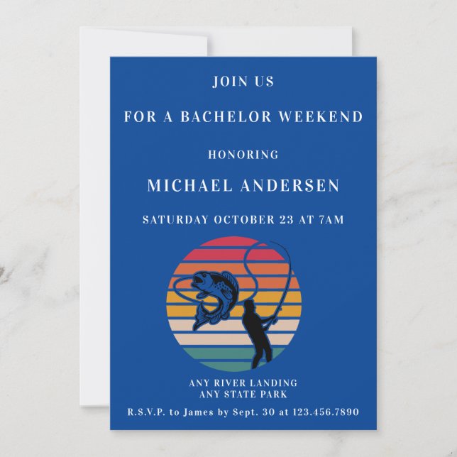 Invitación Fin de semana de soltero de pesca personalizado (Anverso)
