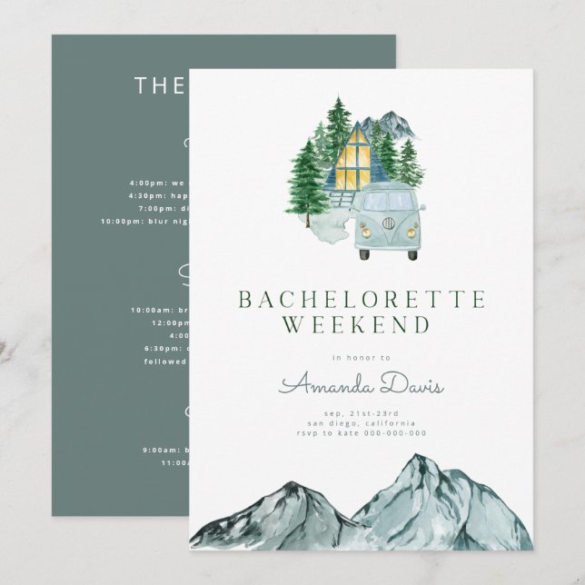 Invitación Fin de semana de soltero en el campamento de monta (Anverso / Reverso)