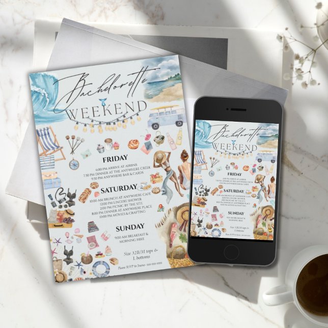 Invitación Fin de semana del itinerario de Camp Bachelorette (Subido por el creador)