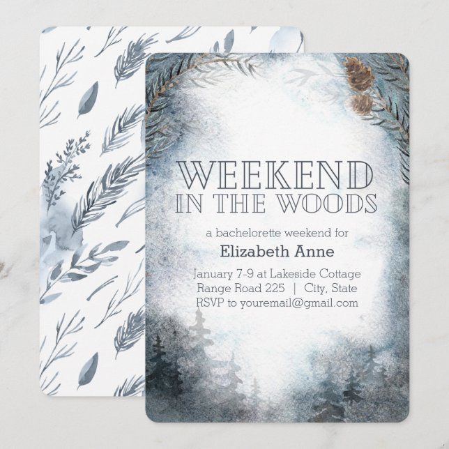 Invitación Fin de semana en el bosque | Despedida de soltera  (Anverso / Reverso)