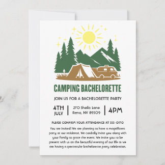 Invitación Fin De Semana En El Camping Lake Bachelorette