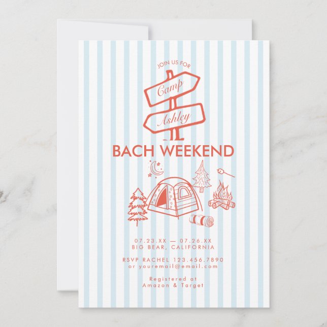 Invitación Fin de semana retro caprichoso de camping para sol (Anverso)