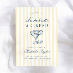 Invitación Fin de semana Retro Margarita Preppy Despedida de 