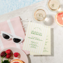 Fin de semana retro moderno de soltera verde y ama