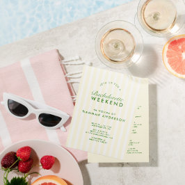 Invitación Fin de semana retro moderno de soltera verde y ama