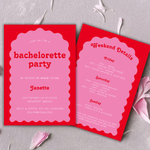 Invitación Fin De Semana Retro Negrita Y Ondulado De Bachelor