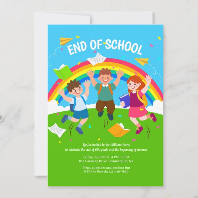 Invitación Fin del Fiesta escolar (Anverso)