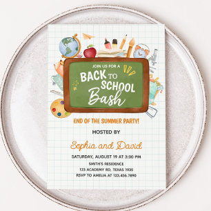 Invitación Fin del verano de vuelta al colegio Fiesta Bash
