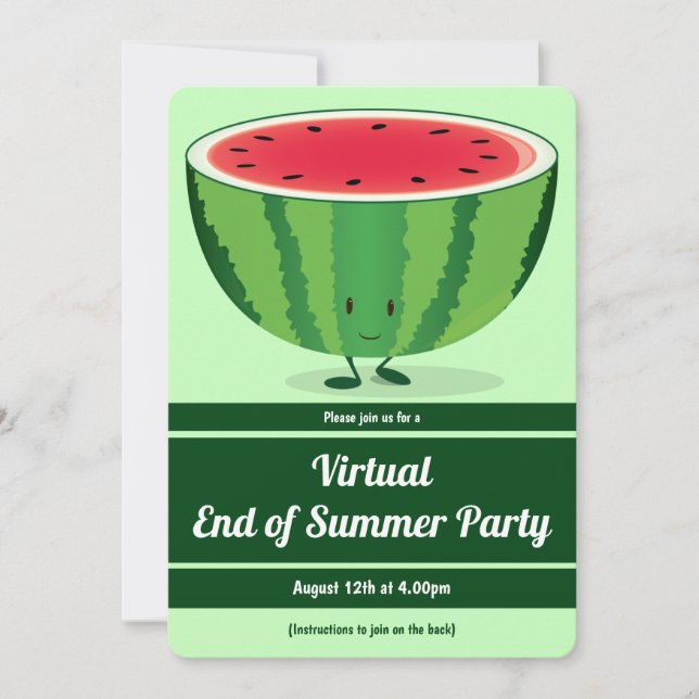 Invitación Fin virtual de la sandía blanca verde del verano F (Anverso)