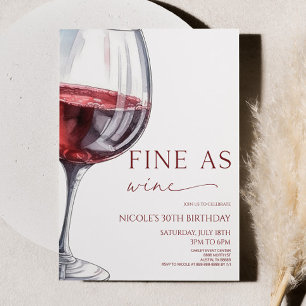 Invitación Fina Como Fiesta de Cumpleaños Elegante De Vino Ro