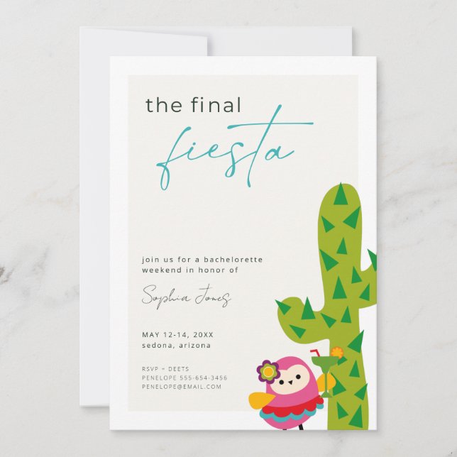 Invitación final a la Fiesta Bachelorette Party (Anverso)