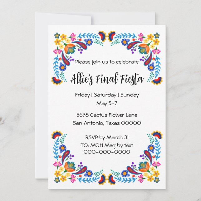 Invitación final a la Fiesta Bachelorette Party (Anverso)