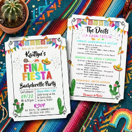 Invitación Final Fiesta Bachelorette Weekend Party Itinerary