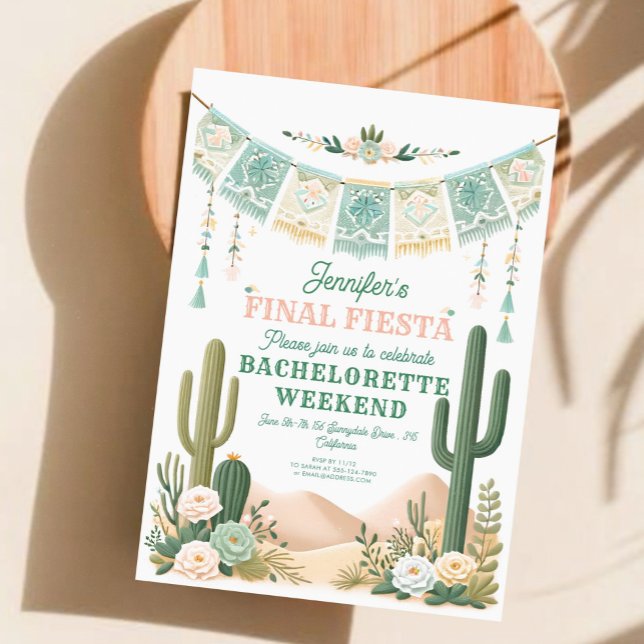 Invitación Final Fiesta Cactus Colorful Bridal/Bachelorette (Subido por el creador)
