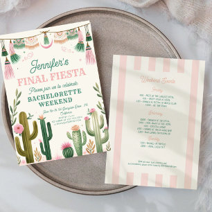 Invitación Final Fiesta Cactus Colorful Bridal/Bachelorette
