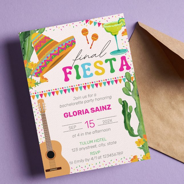 Invitación Final Fiesta Mexicana Vibrante Bachelorette Party (Subido por el creador)
