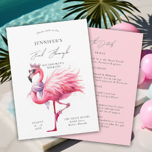Invitación Final Flamingle Cute Funny Bachelorette Itinerario