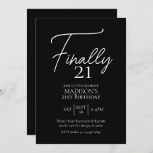 Finalmente 21 cumpleaños negro y blanco