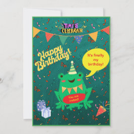 Invitación Finalmente es mi cumpleaños, 29 de febrero, Frog C