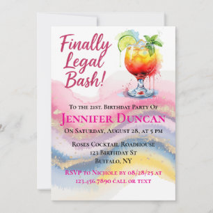 Invitación Finalmente Legal 21. Bash de cumpleaños para un Ch