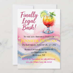 Invitación Finalmente Legal 21. Bash de cumpleaños para un Ch