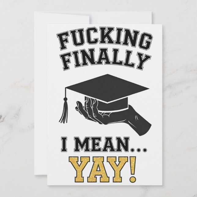 Invitación Finalmente quiero decir Yay Escuela Secundaria Uni (Anverso)