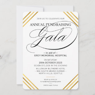 Invitación FINANCIACIÓN GALA elegante evento marco de oro ele