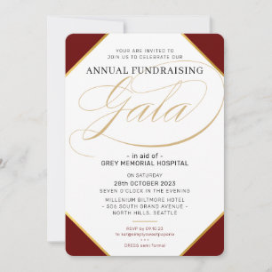 Invitación FINANCIACIÓN GALA elegante evento marrón oro rojo