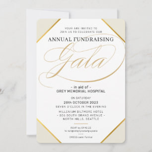 Invitación FINANCIACIÓN GALA elegante evento moderno oro de m