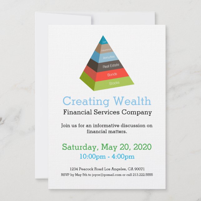 Invitación financiera de la carta de la pirámide (Anverso)