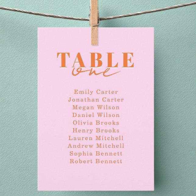 Invitación FIND YOUR SEAT! Pink Orange Bold Font Wedding (FIND YOUR SEAT! Pink Orange Bold Font Wedding Cards)