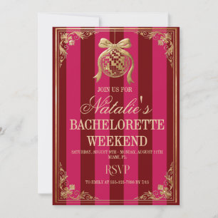 Invitación Finde de semana de despedida de soltera rosa retro