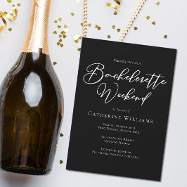 Invitación Finde de semana minimalista para soltera chic negr