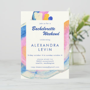 Invitación Finde de soltera de acuarela abstracta artística