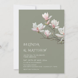 Invitación Fine Art Magnolia Casual Sage Green Wedding