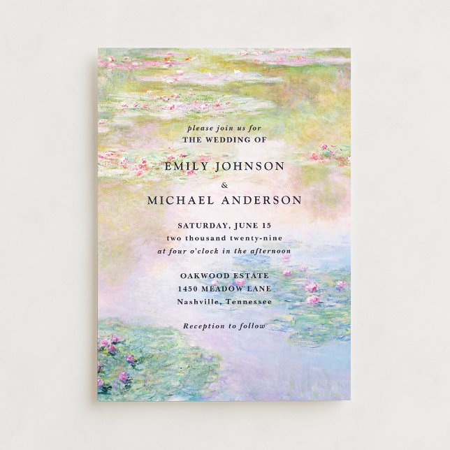 Invitación Fine Art Monet Water Lilies Wedding Invitation (Subido por el creador)