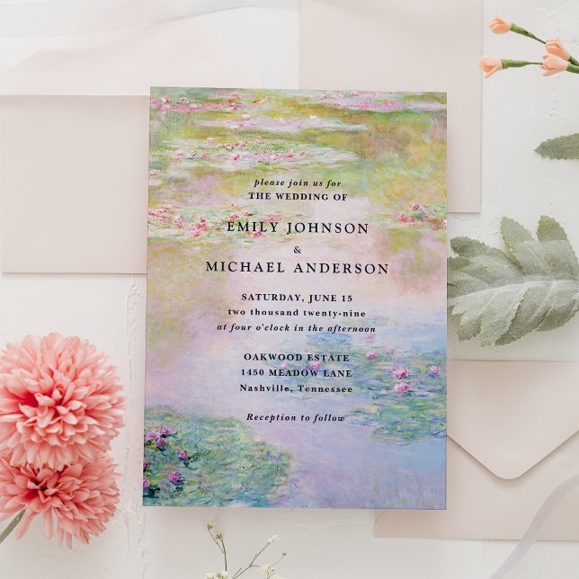 Invitación Fine Art Monet Water Lilies Wedding Invitation (Subido por el creador)